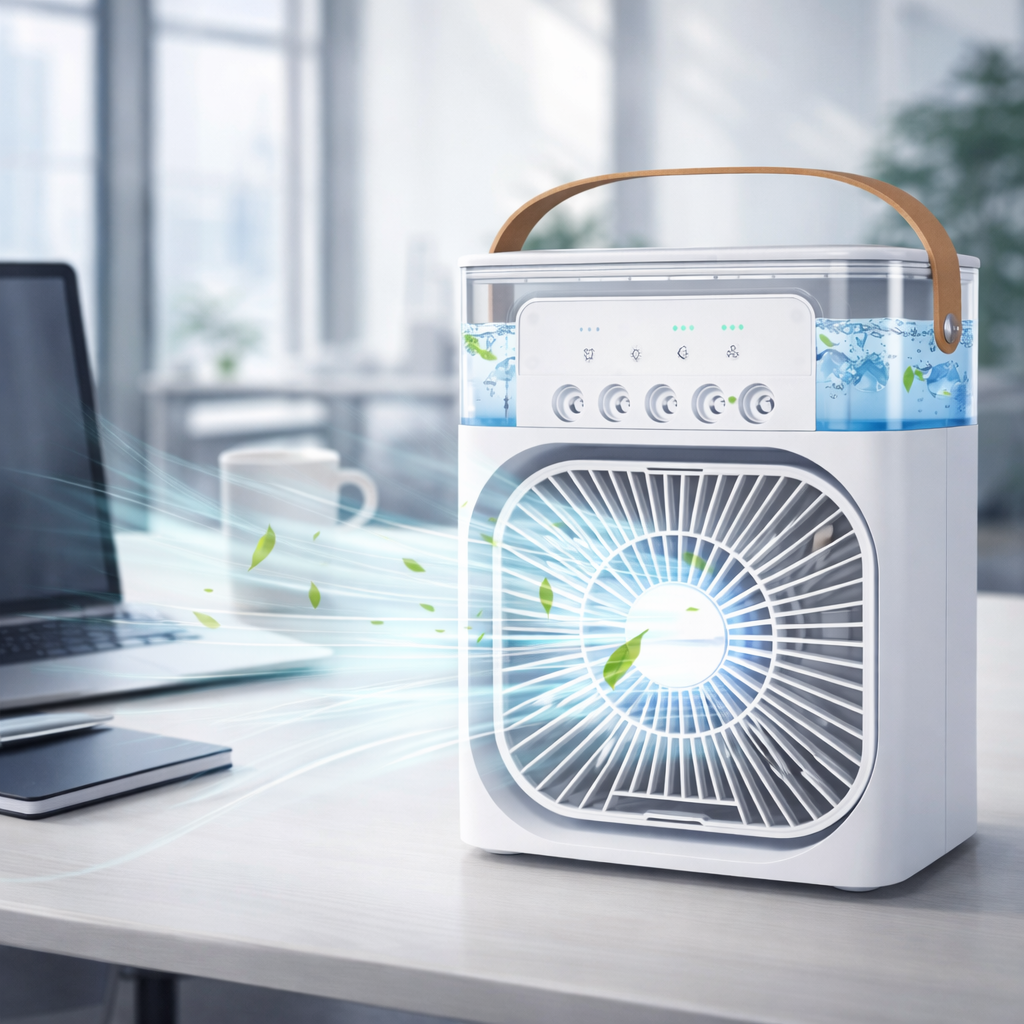 Portable Personal Air Cooler Fan with  Light – Mini AC Desk Cooling Fan