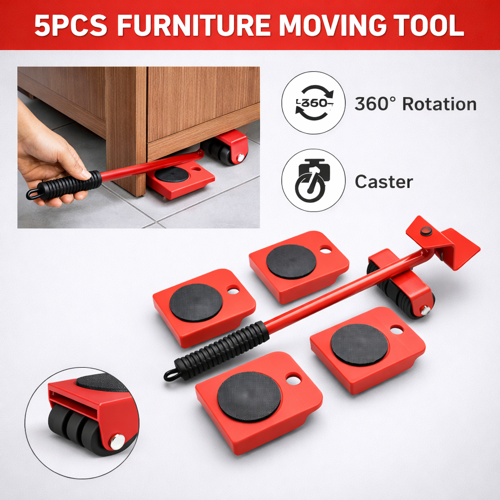 Heavy-Duty Furniture Lifter & Moving Tool Set – 5 Piece Furniture Shifting Kit