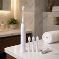 Rechargeable Electric Toothbrush (White) with 3 Extra Brush Heads