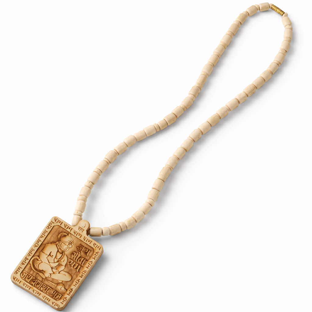Premium Wooden Hanuman Pendant Mala (1 Pc)