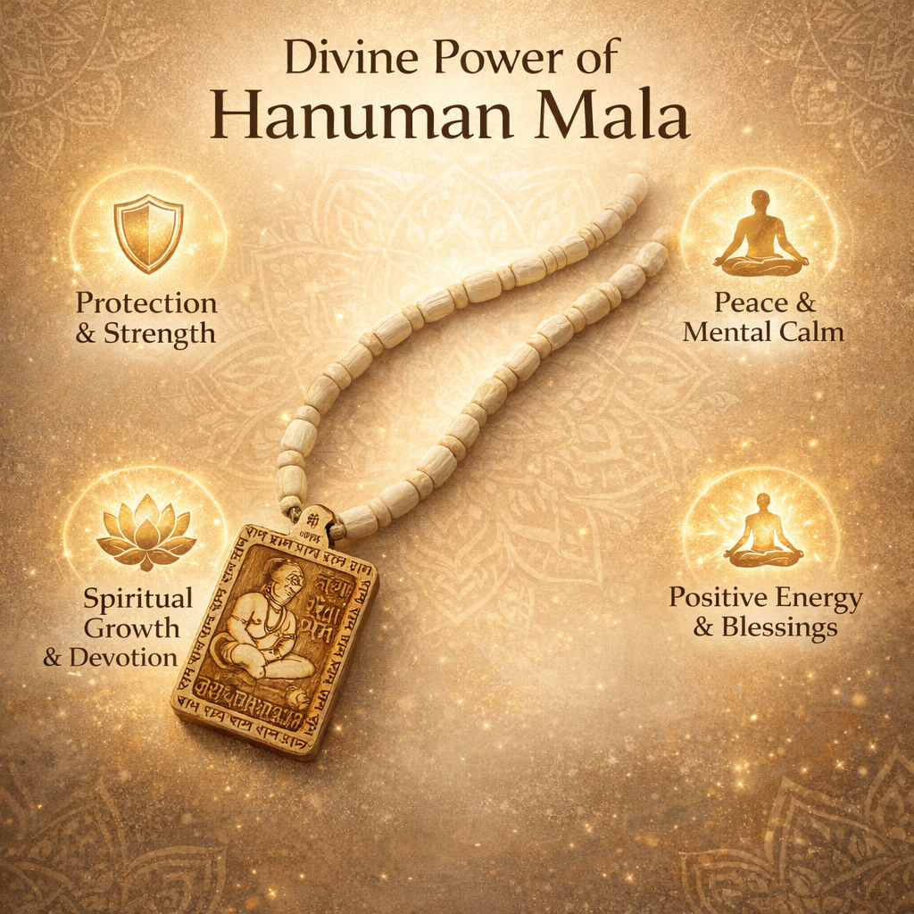 Premium Wooden Hanuman Pendant Mala (1 Pc)