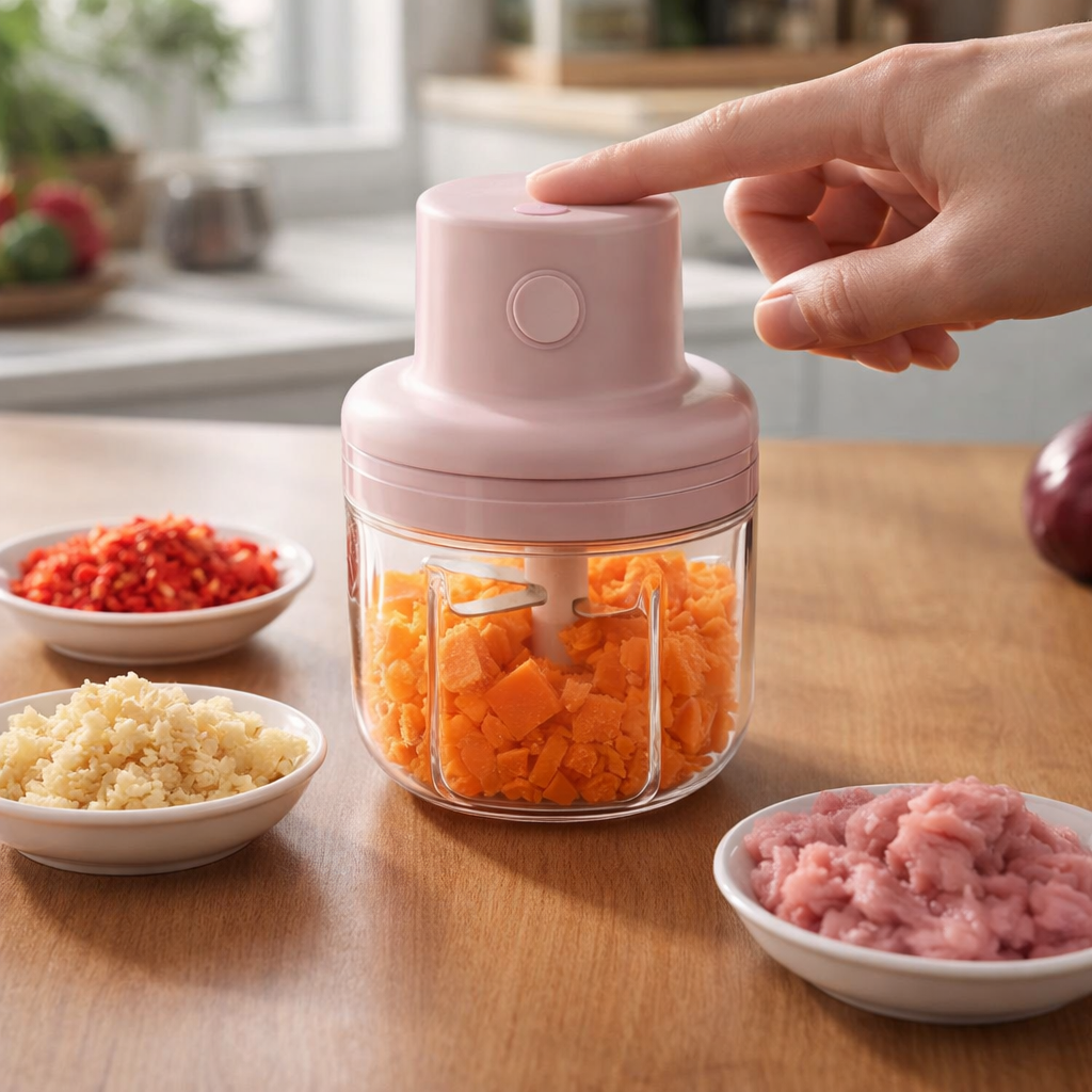 USB Rechargeable Electric Mini Garlic Chopper (250ml) – Portable Vegetable & Food Processor
