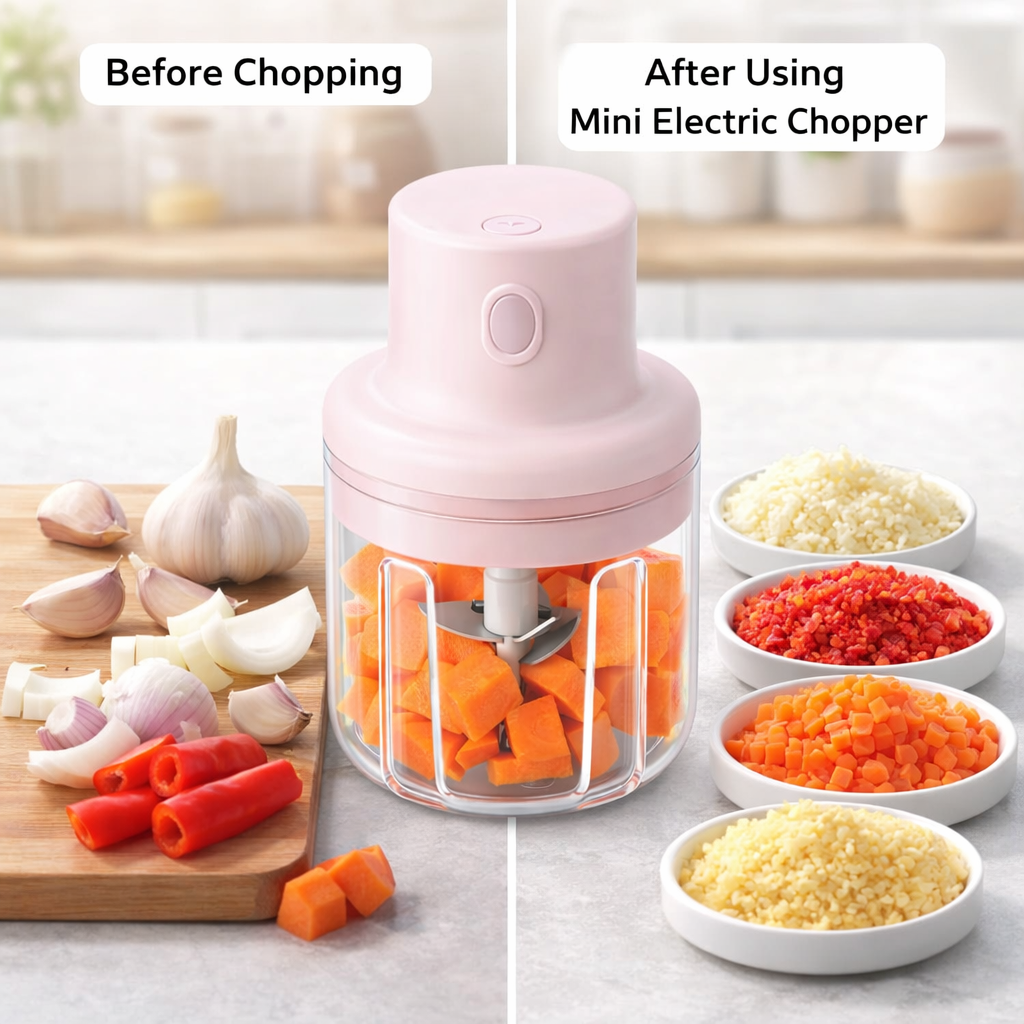 USB Rechargeable Electric Mini Garlic Chopper (250ml) – Portable Vegetable & Food Processor