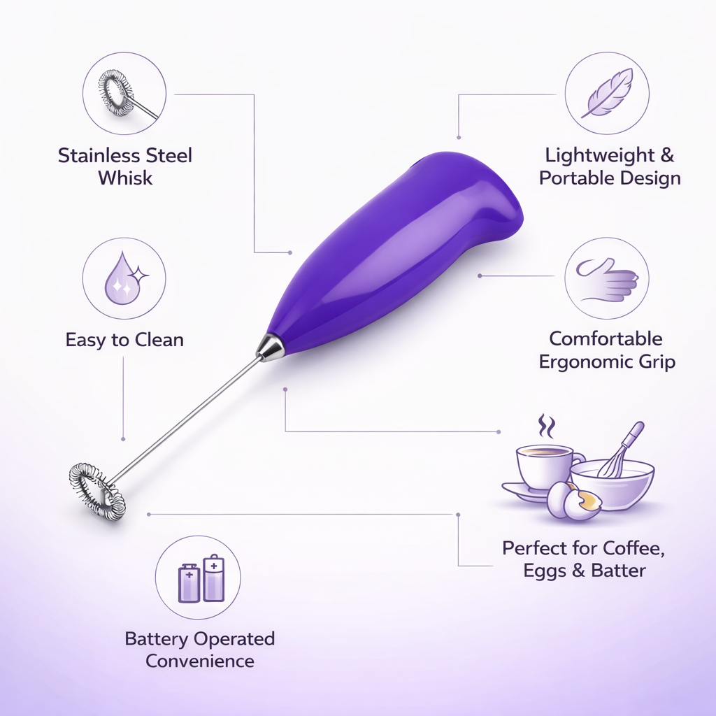 Portable Electric Hand Blender & Coffee Beater – Stainless Steel Whisk