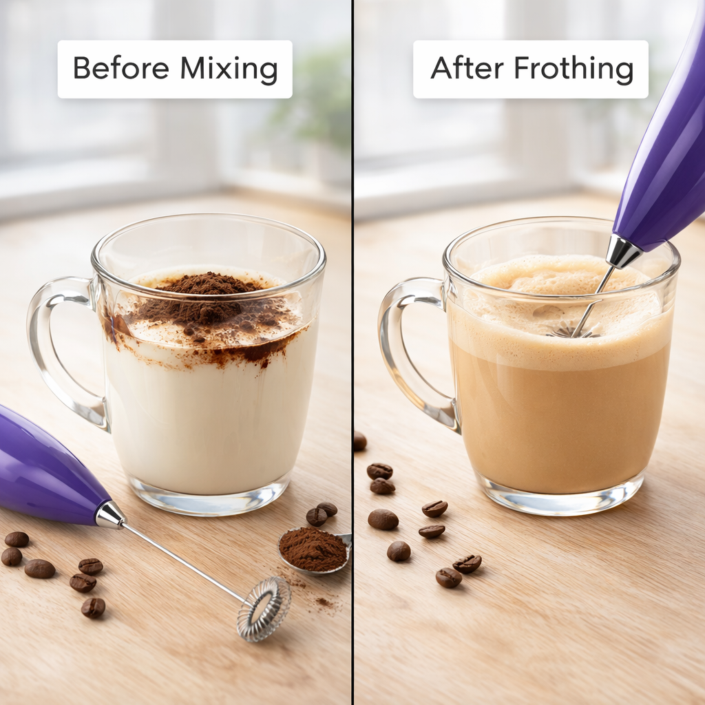 Portable Electric Hand Blender & Coffee Beater – Stainless Steel Whisk