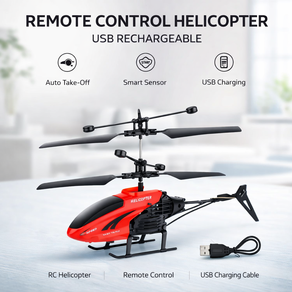 Remote Control Flying Helicopter Toy with USB Charging | Smart Sensor RC Helicopter for Kids
