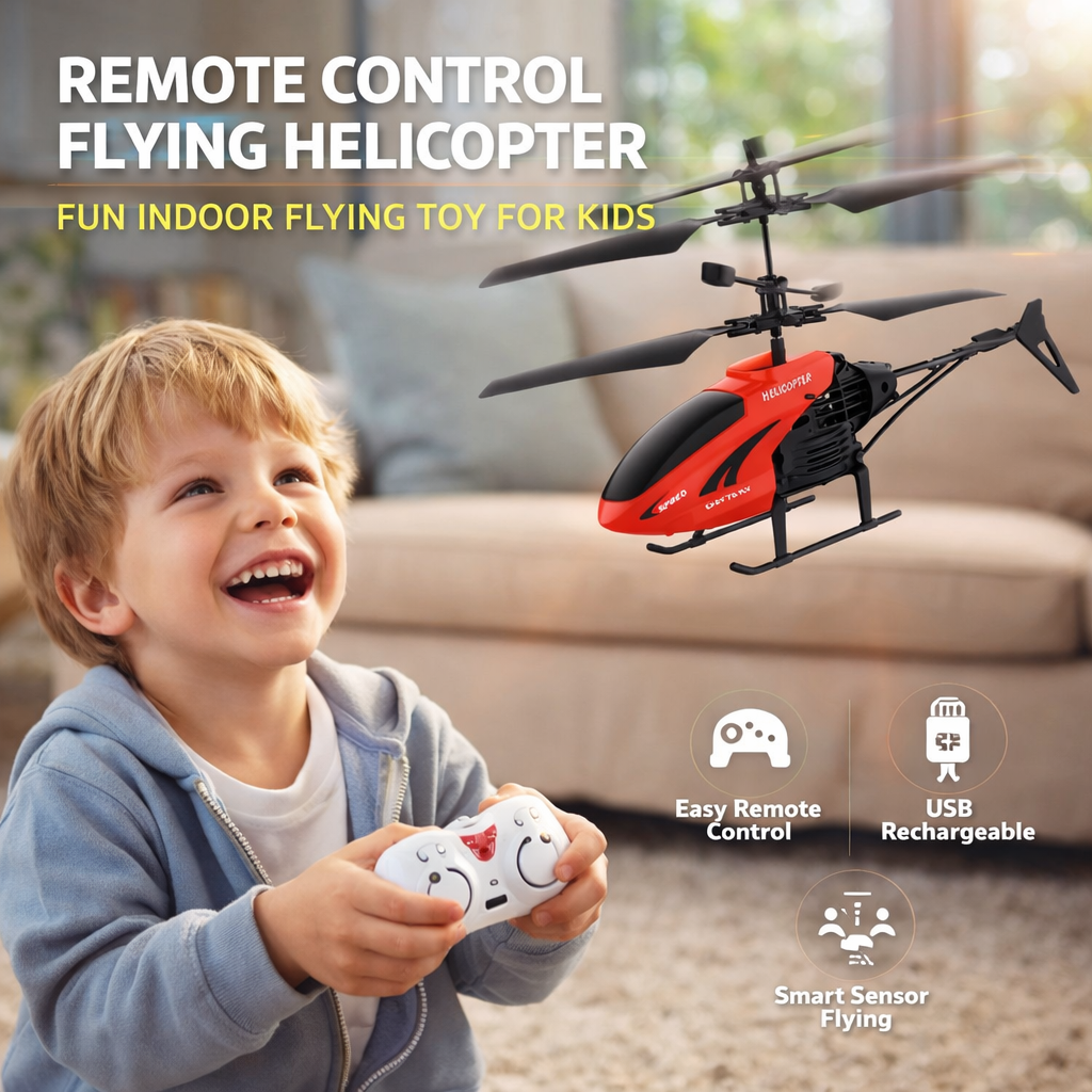 Remote Control Flying Helicopter Toy with USB Charging | Smart Sensor RC Helicopter for Kids
