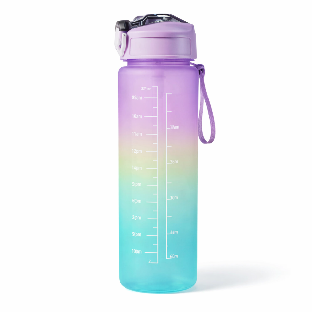 Motivational Water Bottle with Straw & Time Marker