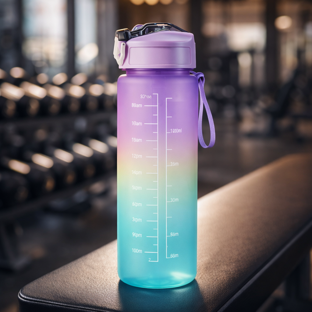 Motivational Water Bottle with Straw & Time Marker