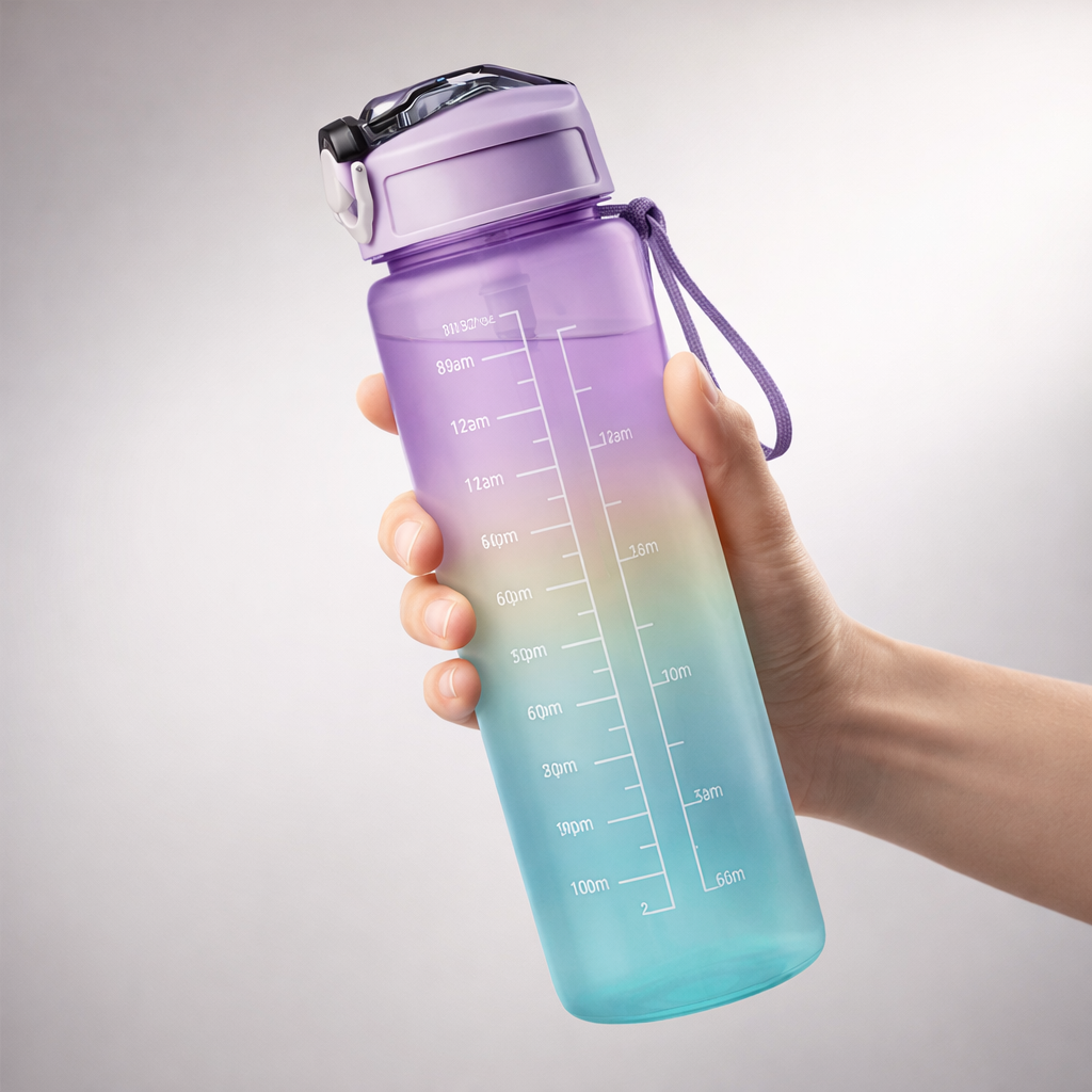 Motivational Water Bottle with Straw & Time Marker