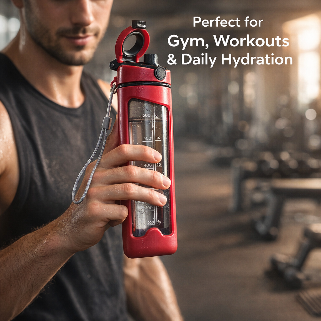 500ML Leakproof Sports Water Bottle with One-Touch Spout & Carry Strap – Portable Hydration Bottle for Gym, Travel & Daily Use