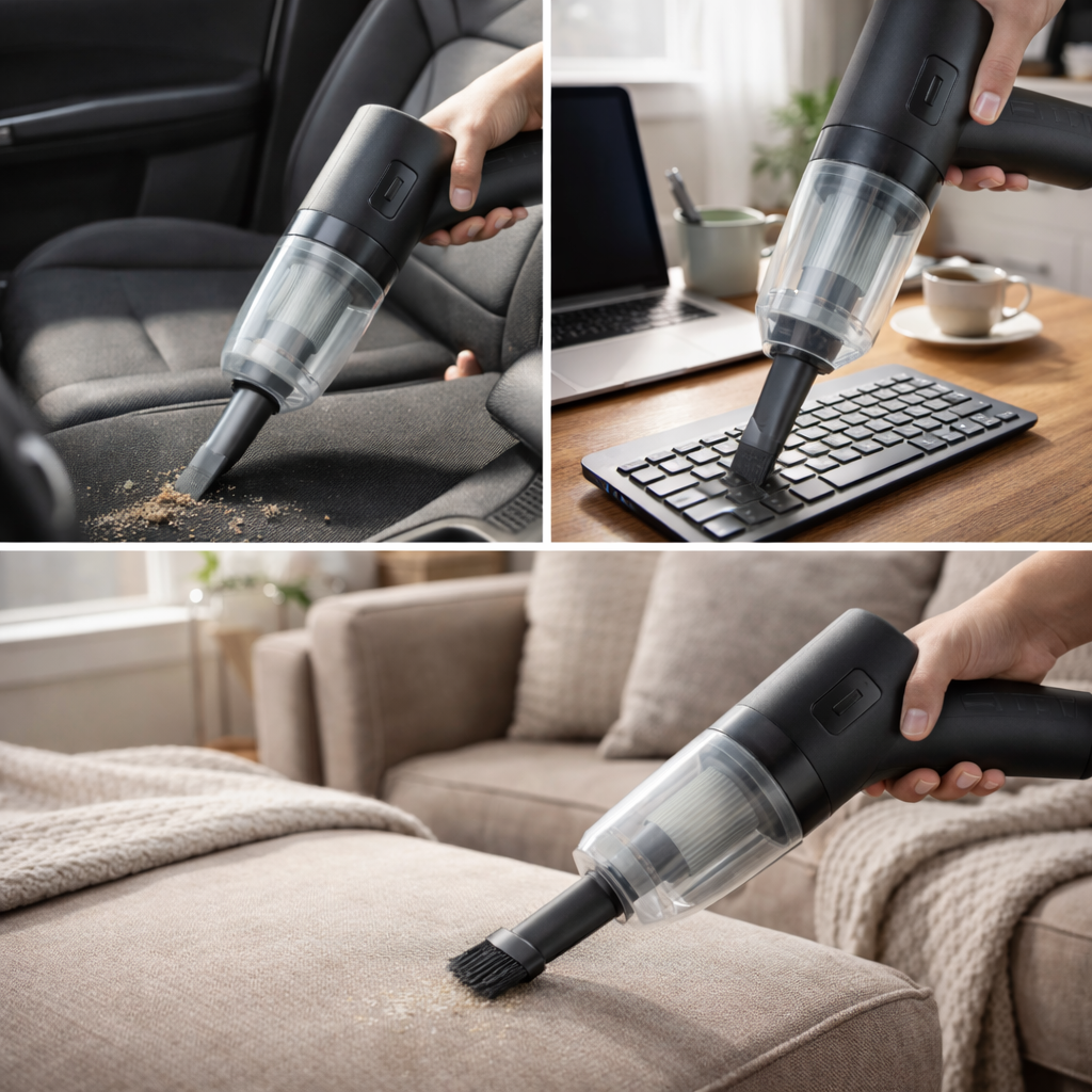 3 in 1 Wireless Mini Car Vacuum Cleaner – Rechargeable Handheld Vacuum with Blower