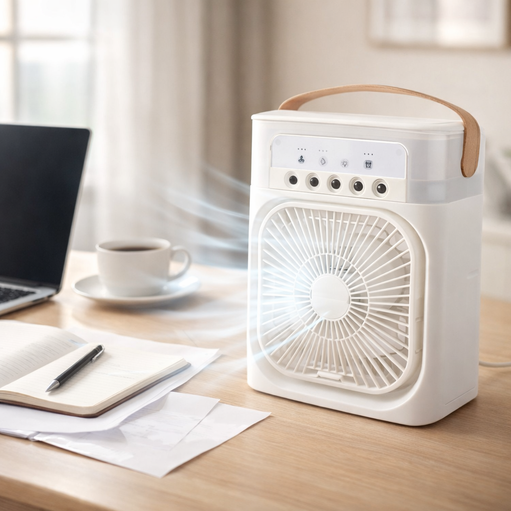 Portable Personal Air Cooler Fan with  Light – Mini AC Desk Cooling Fan
