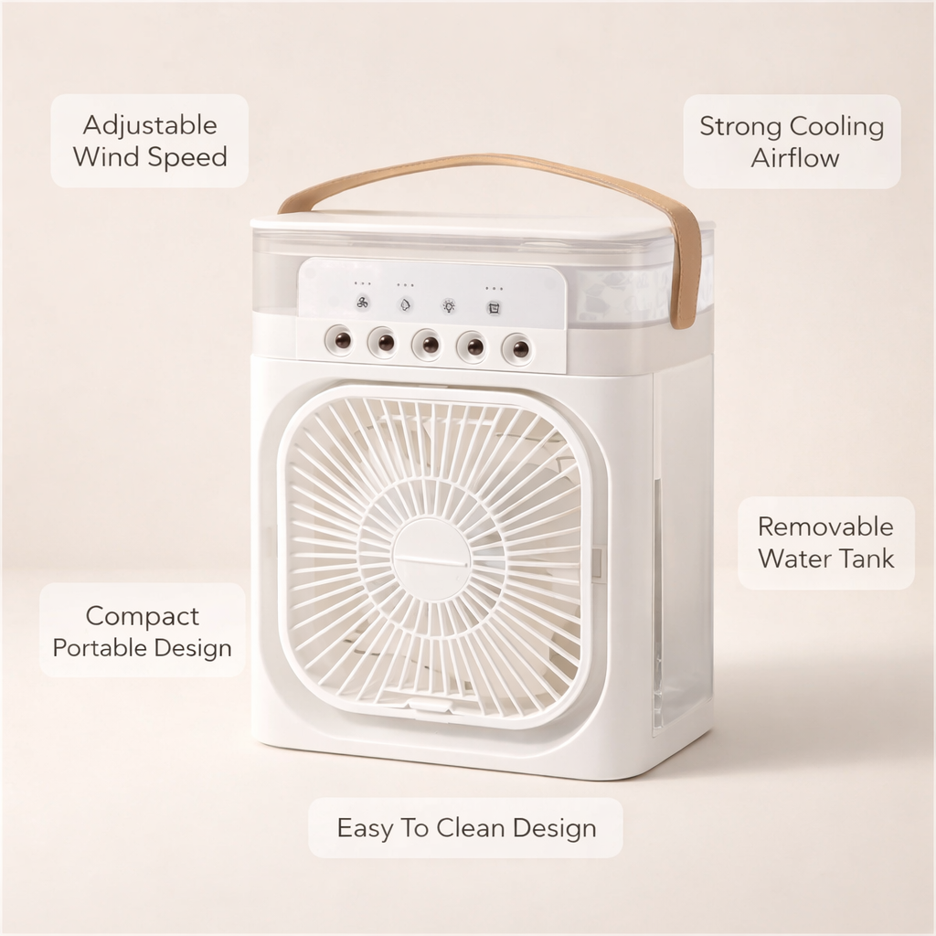 Portable Personal Air Cooler Fan with  Light – Mini AC Desk Cooling Fan