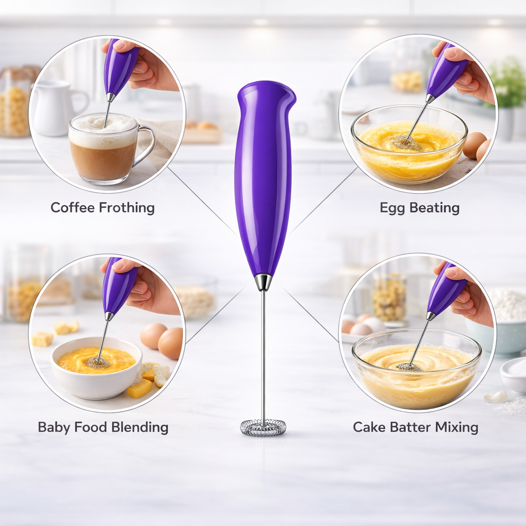 Portable Electric Hand Blender & Coffee Beater – Stainless Steel Whisk