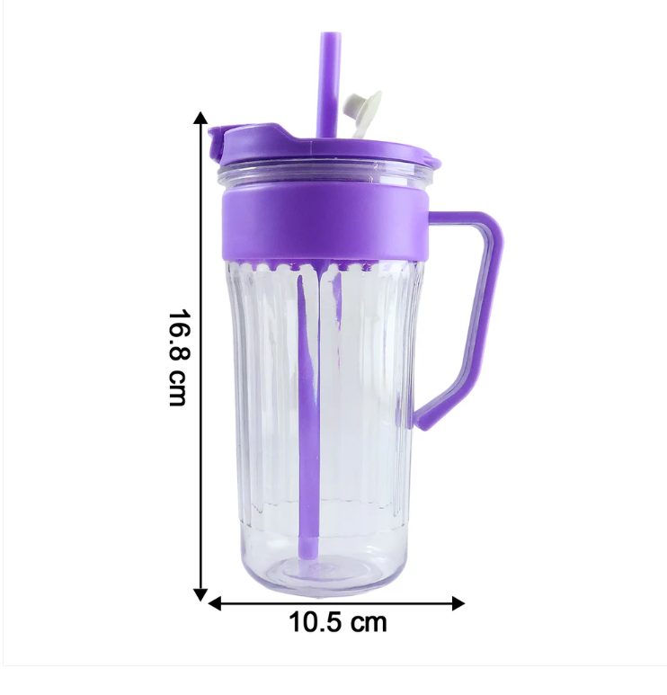 Plastic Tumbler with Straw & Handle – 500 ML  and Water Cup